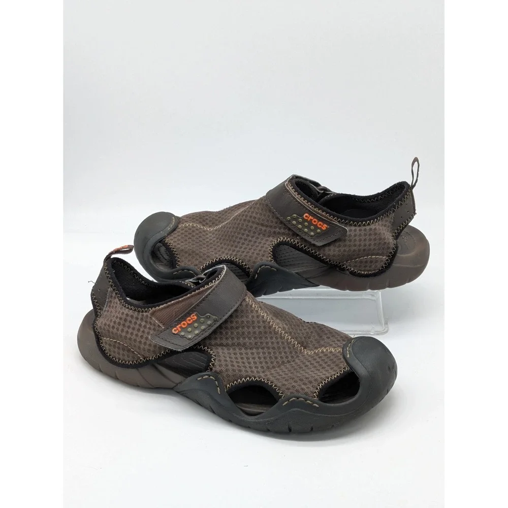 Crocs Swiftwater Mesh Fisherman Sandals Brown Water Shoes Men Size 10